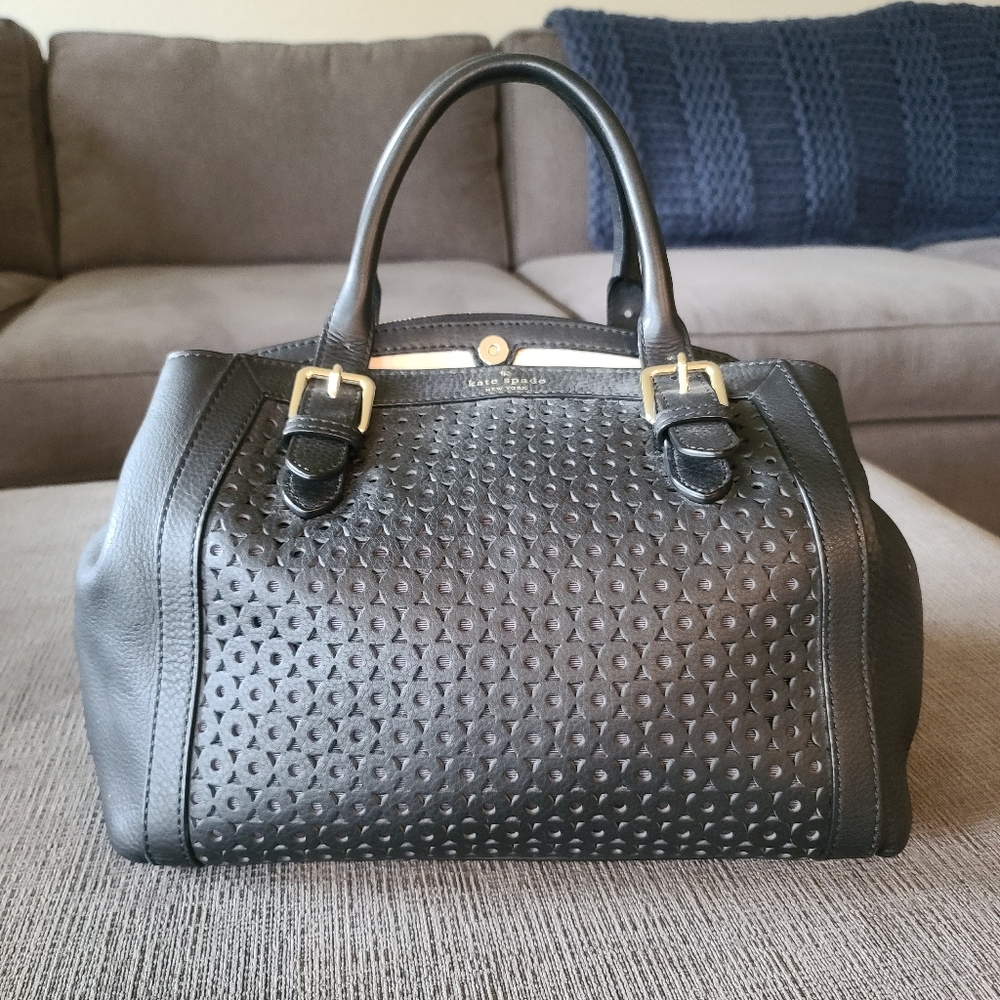 Kate Spade Perforated Black Leather Handbag